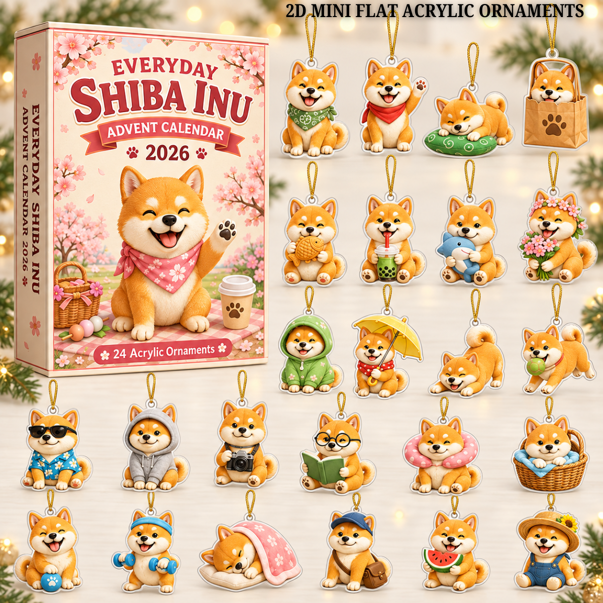 Everyday Shiba Inu Advent Calendar 2026 - 24-Day Festive Countdown, Acrylic Charms Blind Box - Gift For Shiba Inu Lovers