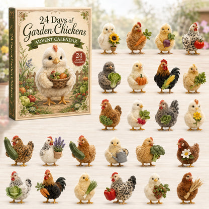 Garden Chicken Advent Calendar 2026 - 24-Day Festive Countdown, Acrylic Charms Blind Box - Gift For Farmhouse Lovers