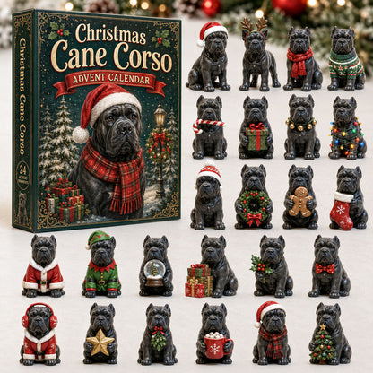 Christmas Cane Corso Advent Calendar 2026 - 24-Day Festive Countdown, Acrylic Charms Blind Box - Gift For Cane Corso Lovers