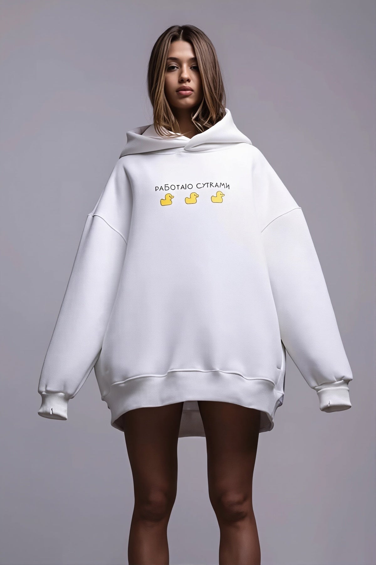 Duck Graphic Oversized Pullover Hoodie
