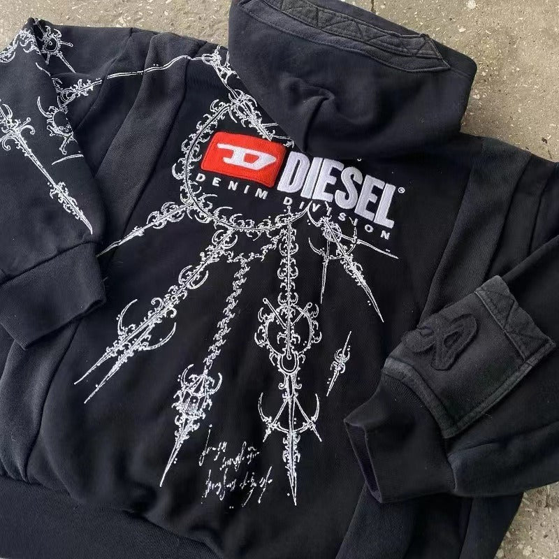 Y2K Street Style Zip Up Hoodie