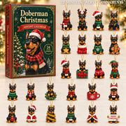 Doberman Christmas Advent Calendar 2026 - 24-Day Festive Countdown, Acrylic Charms Blind Box - Gift For Doberman Lovers