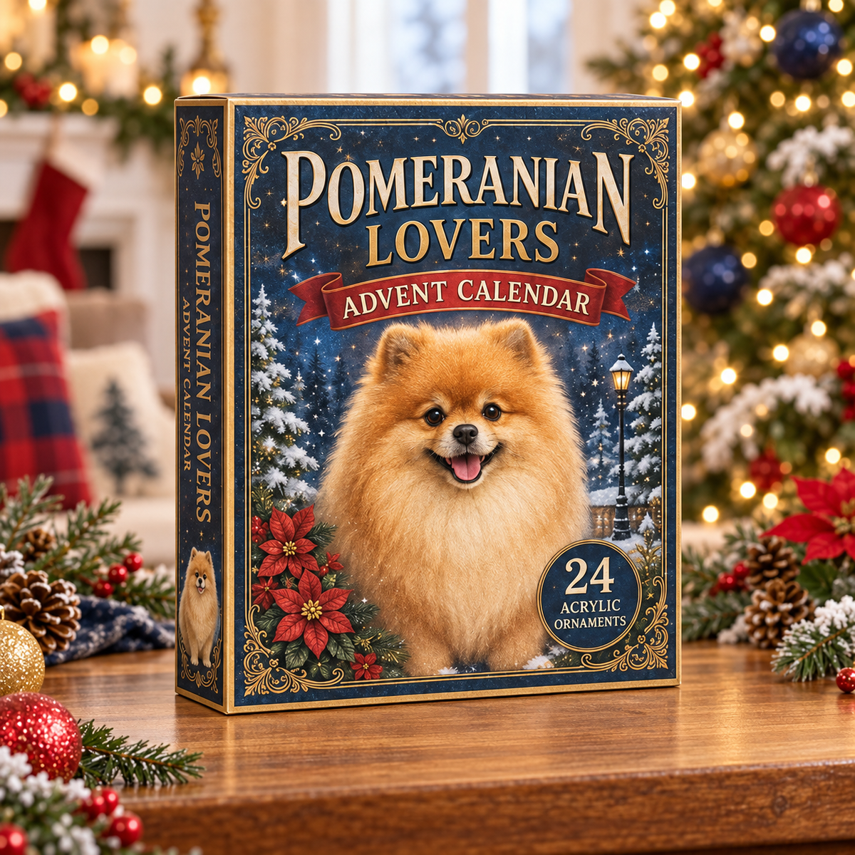 Classic Pomeranian Advent Calendar 2026 - 24-Day Festive Countdown, Acrylic Charms Blind Box - Gift For Dog Lovers