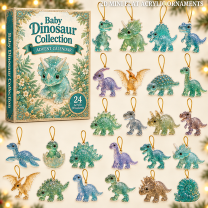 Acrylic Crystal Baby Dinosaur Advent Calendar 2026 - 24-Day Festive Countdown, Acrylic Charms Blind Box - Gift For Dinosaur Lovers