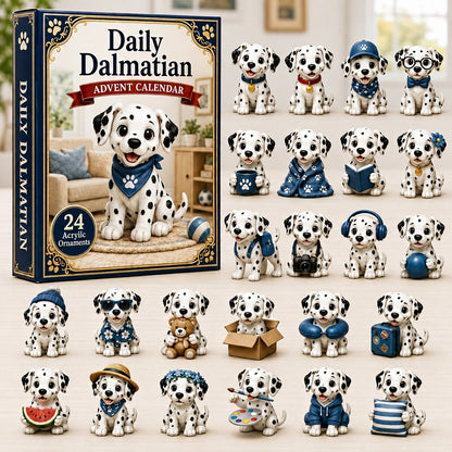 Daily Dalmatian Advent Calendar 2026 - 24-Day Festive Countdown, Acrylic Charms Blind Box - Gift For Dog Lovers