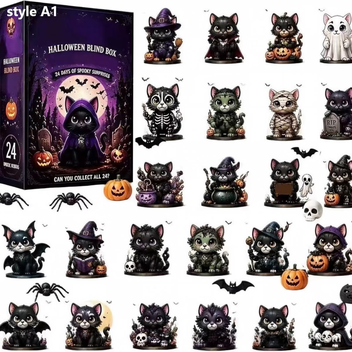 Halloween Advent Calendar 2026, 24 Day Ghost Blind Box, Spooky Cute Countdown Gift, Mini Collectible Hanging Ornaments, Multiple Box Styles