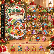 Dino Friends Advent Calendar 2026 | 24 Day Prehistoric Christmas Countdown with Custom 2D Ornament