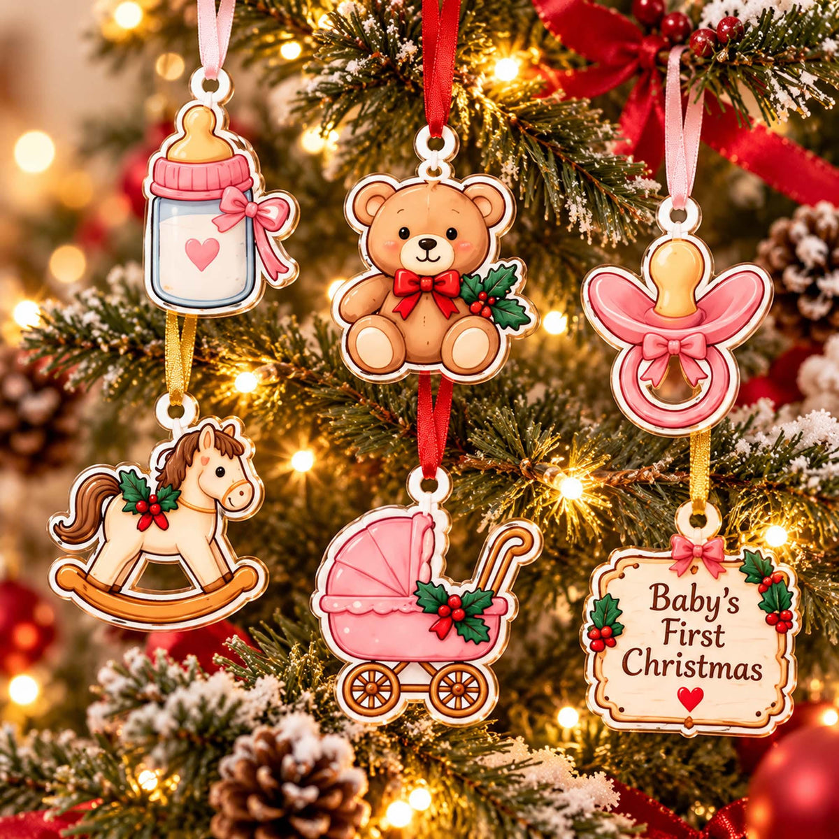 Personalized Baby Newborn Christmas Advent Calendar 2026, Custom Baby Name Blind Box, 24 Day Countdown Tiny Joy Baby Xmas Ornament Token Set