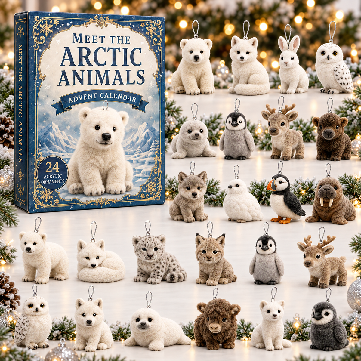 Arctic Animals World Advent Calendar 2026 - 24-Day Festive Countdown, Acrylic Charms Blind Box - Gift For Animal Lovers
