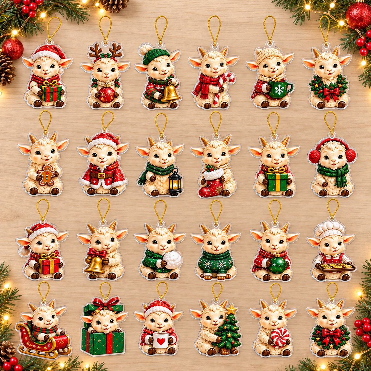 Christmas Goat Advent Calendar 2026 - 24-Day Festive Countdown, Acrylic Charms Blind Box - Gift For Goat Lovers