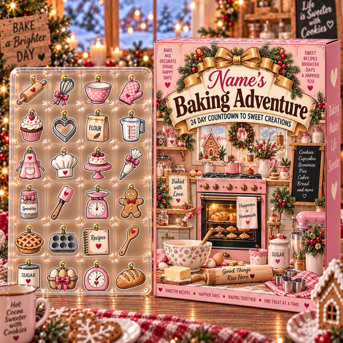 Personalized Baking Advent Calendar Custom Name 24 Day Countdown Box Ornament Baker Pastry Chef Xmas Decor Gift 2026