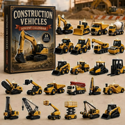 Construction Vehicles Fleet Advent Calendar 2026 - 24-Day Festive Countdown, Acrylic Ornament Blind Box