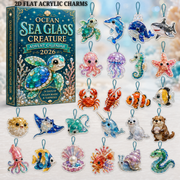 Ocean Sea Glass Creature Advent Calendar 2026 - 24-Day Festive Countdown, Acrylic Charms Blind Box - Gift For Ocean Lovers