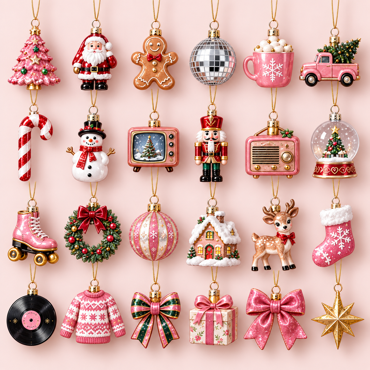 Personalized Christmas Advent Calendar 2026, Custom Name 24 Acrylic Ornament Charms, Pink Holiday Countdown Gift for Girls, Kids & Family