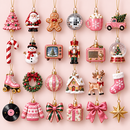 Personalized Christmas Advent Calendar 2026, Custom Name 24 Acrylic Ornament Charms, Pink Holiday Countdown Gift for Girls, Kids & Family