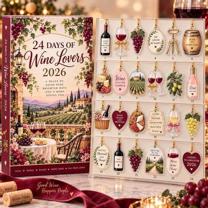 Wine Lovers Advent Calendar 2026, 24 Day Xmas Countdown, Wine Ornaments, Vineyard Holiday Gift, Sommelier Gift for Women, Wine Lover Decor