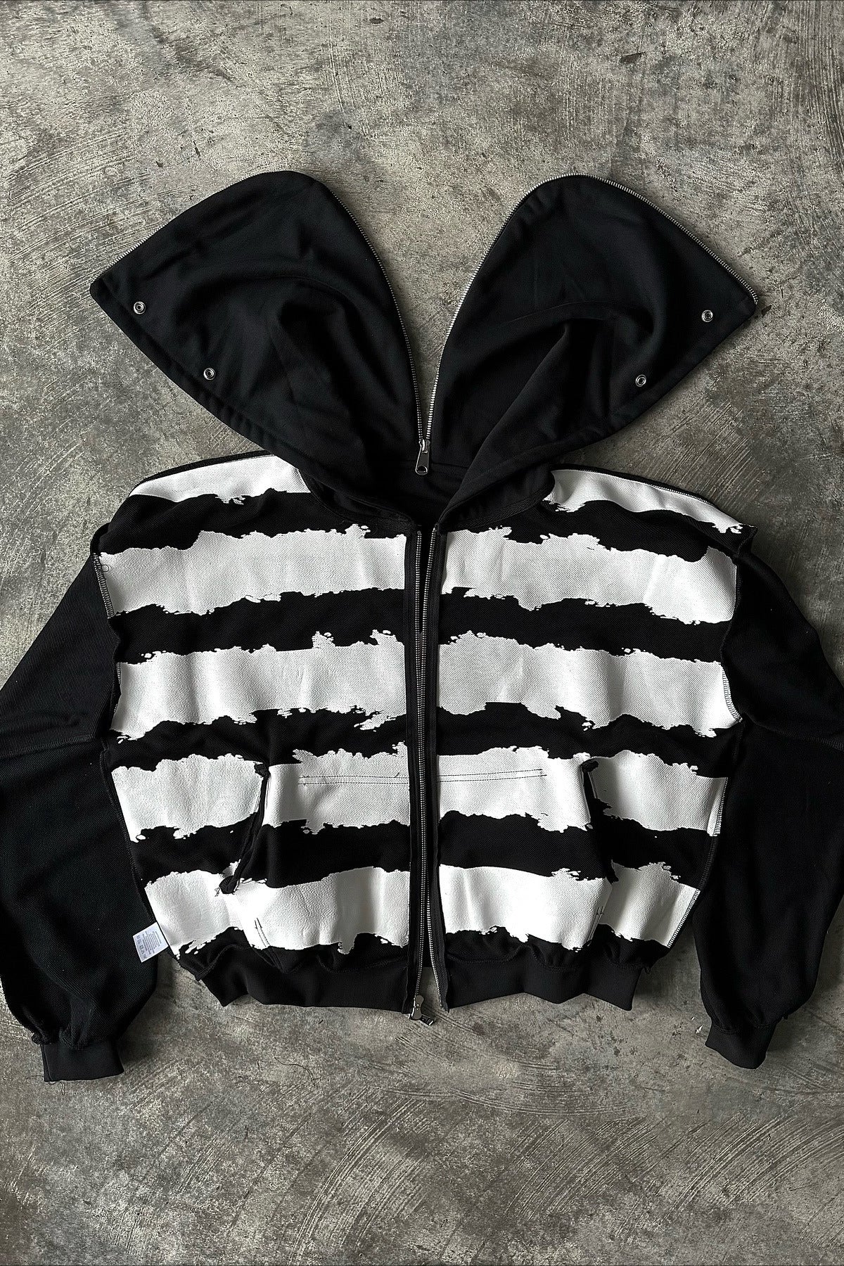 Monochrome Graphic Zip Hoodie