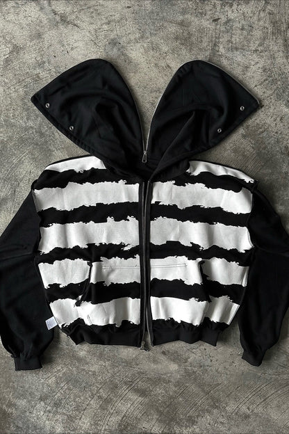 Monochrome Graphic Zip Hoodie
