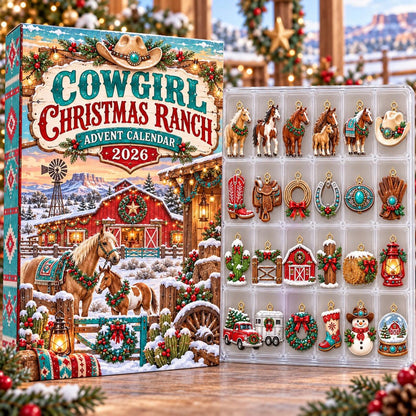 Cowgirl Christmas Ranch Advent Calendar 2026, 24 Day Western Horse Countdown, Cowboy Ornaments, Equestrian Gift, Country Holiday Decor