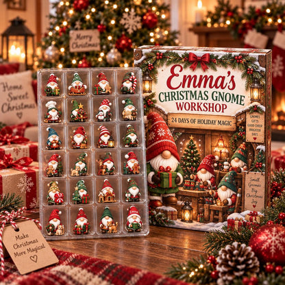 Personalized Christmas Gnome Advent Calendar 2026, 24 Day Holiday Countdown, Custom Name Blind Box Keepsake, Christmas Gift For Kids