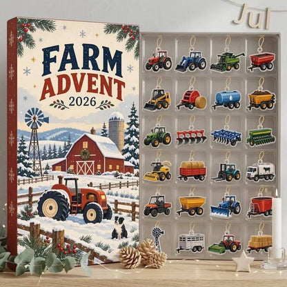 Farm Tractor Advent Calendar 2026, Christmas Countdown with Vehicle Ornaments