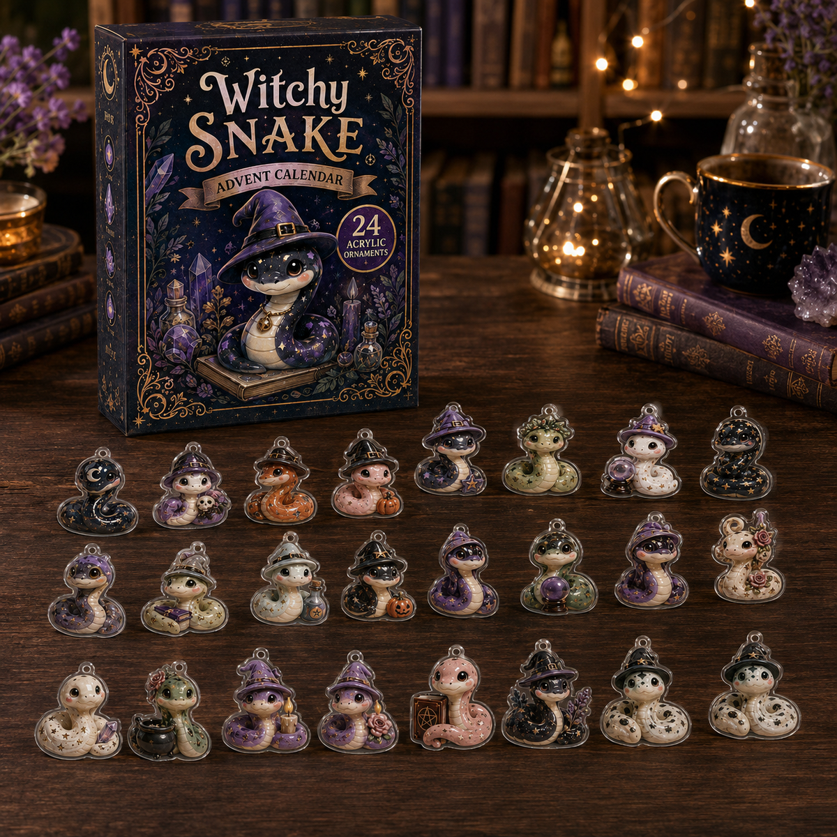 Witchy Snake Advent Calendar 2026 - 24-Day Festive Countdown, Acrylic Charms Blind Box - Gift For Snake Lovers