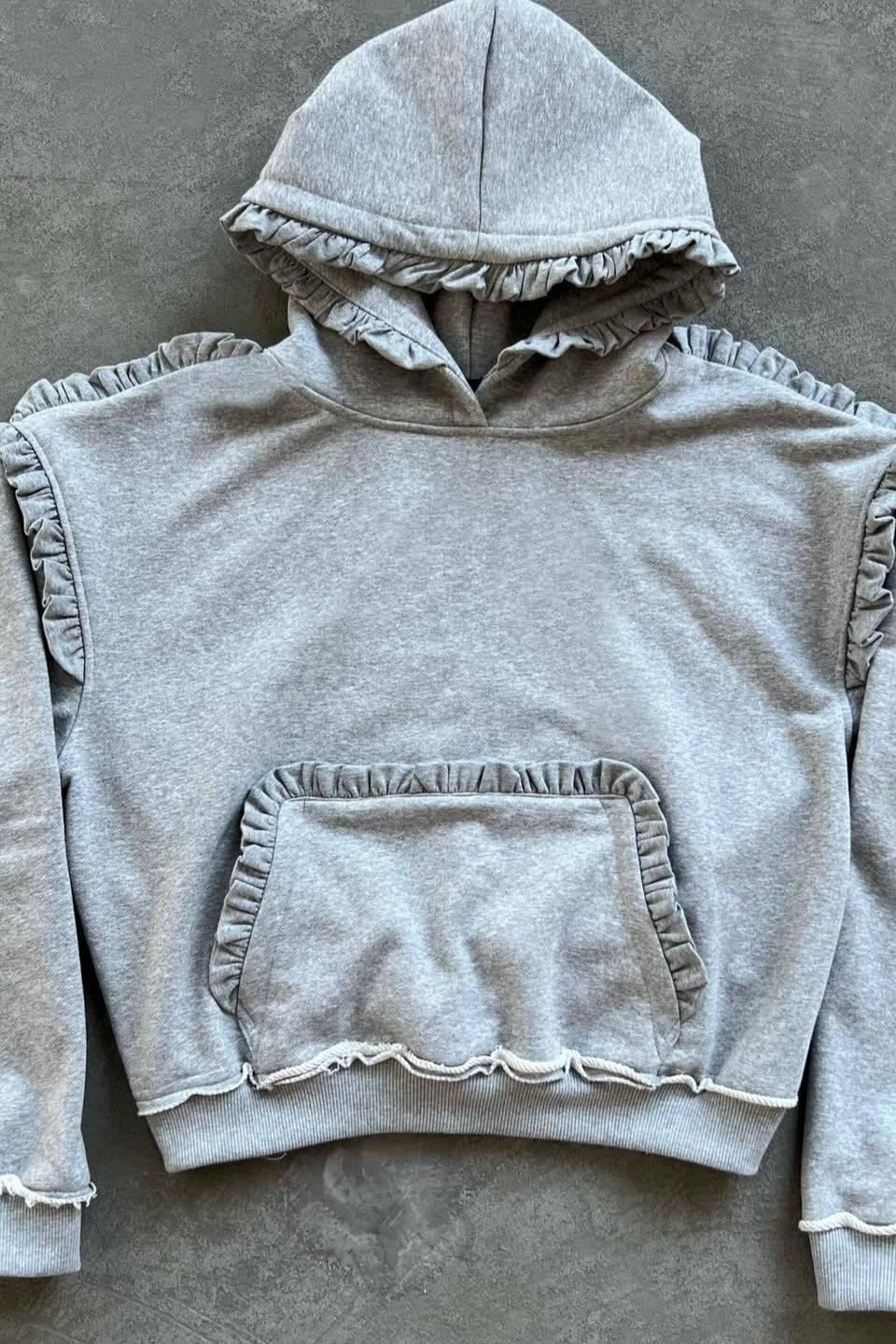 Ruffle Trim Pullover Hoodie