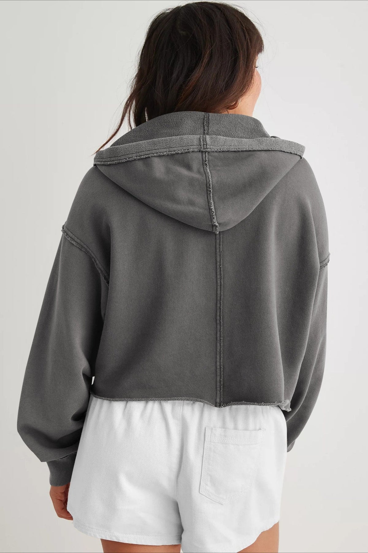 Relaxed V Neck Collared Pullover Sweatshirt
