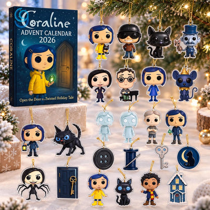 Coraaline Advent Calendar 2026, 24 Days Christmas Advent Calendar, 24 Acrylic Ornaments, Cooraline Christmas Gift, Countdown Calendar