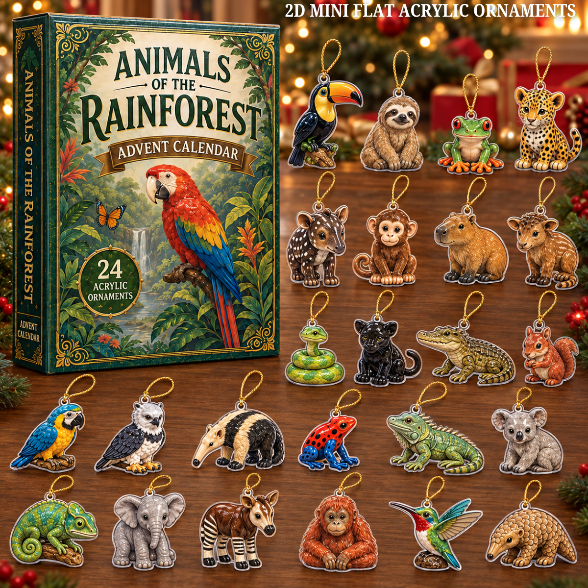 Rainforest Animals Life Advent Calendar 2026 - 24-Day Festive Countdown, Acrylic Charms Blind Box - Gift For Animal Lovers