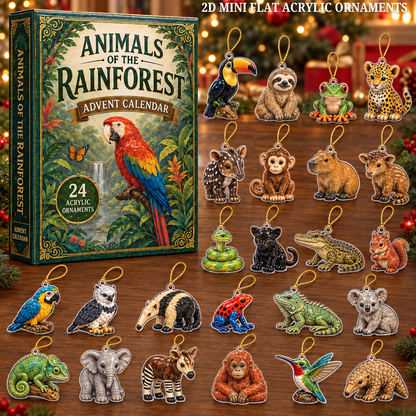 Rainforest Animals Life Advent Calendar 2026 - 24-Day Festive Countdown, Acrylic Charms Blind Box - Gift For Animal Lovers