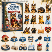 Daily German Shepherd Advent Calendar 2026 - 24-Day Festive Countdown, Acrylic Charms Blind Box - Gift For Dog Lovers