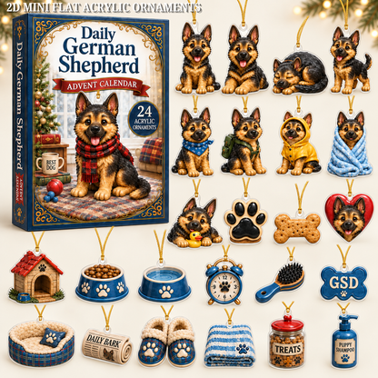 Daily German Shepherd Advent Calendar 2026 - 24-Day Festive Countdown, Acrylic Charms Blind Box - Gift For Dog Lovers