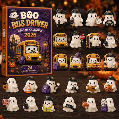 Boo Bus Driver Advent Calendar 2026 - 24-Day Festive Countdown, Acrylic Charms Blind Box - Gift For Family & Friends