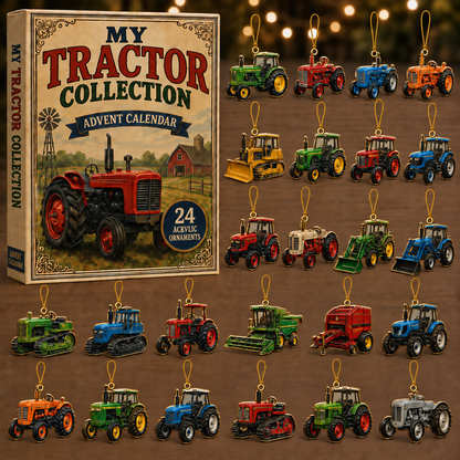 Tractor Collection Advent Calendar 2026 - 24-Day Festive Countdown, Acrylic Charms Blind Box - Gift For Farmer