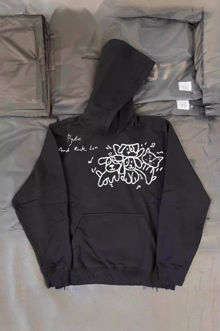 Dog Graffiti Graphic Heavyweight Pullover Hoodie