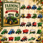 Farming Vehicles World Advent Calendar 2026 - 24-Day Festive Countdown, Acrylic Charms Blind Box - Gift For Vehicle Lovers