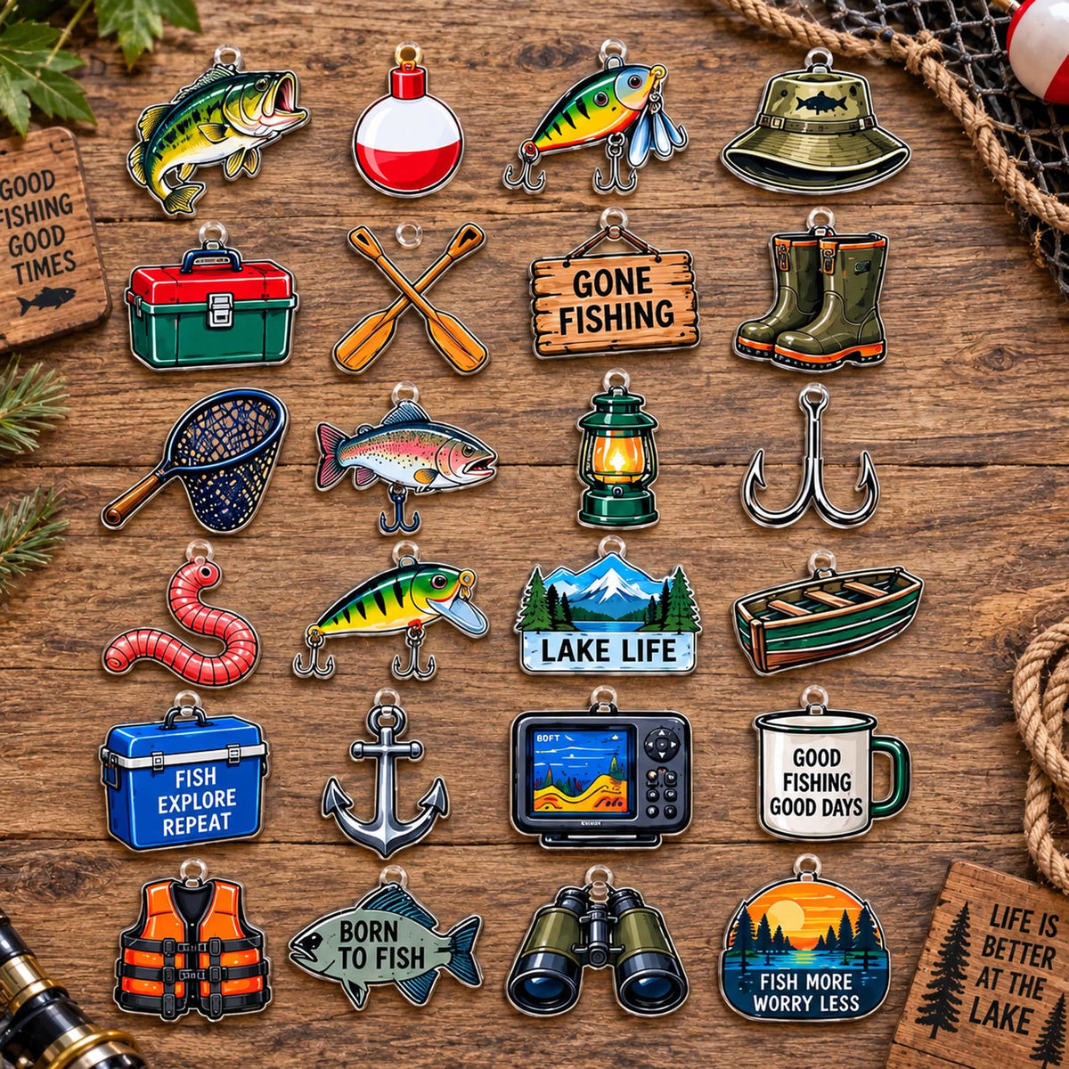 Personalized Fishing Advent Calendar 2026, Custom Fishing Blind Box, 24 Day Christmas Countdown with Fishing Tokens, Xmas Countdown Gifts