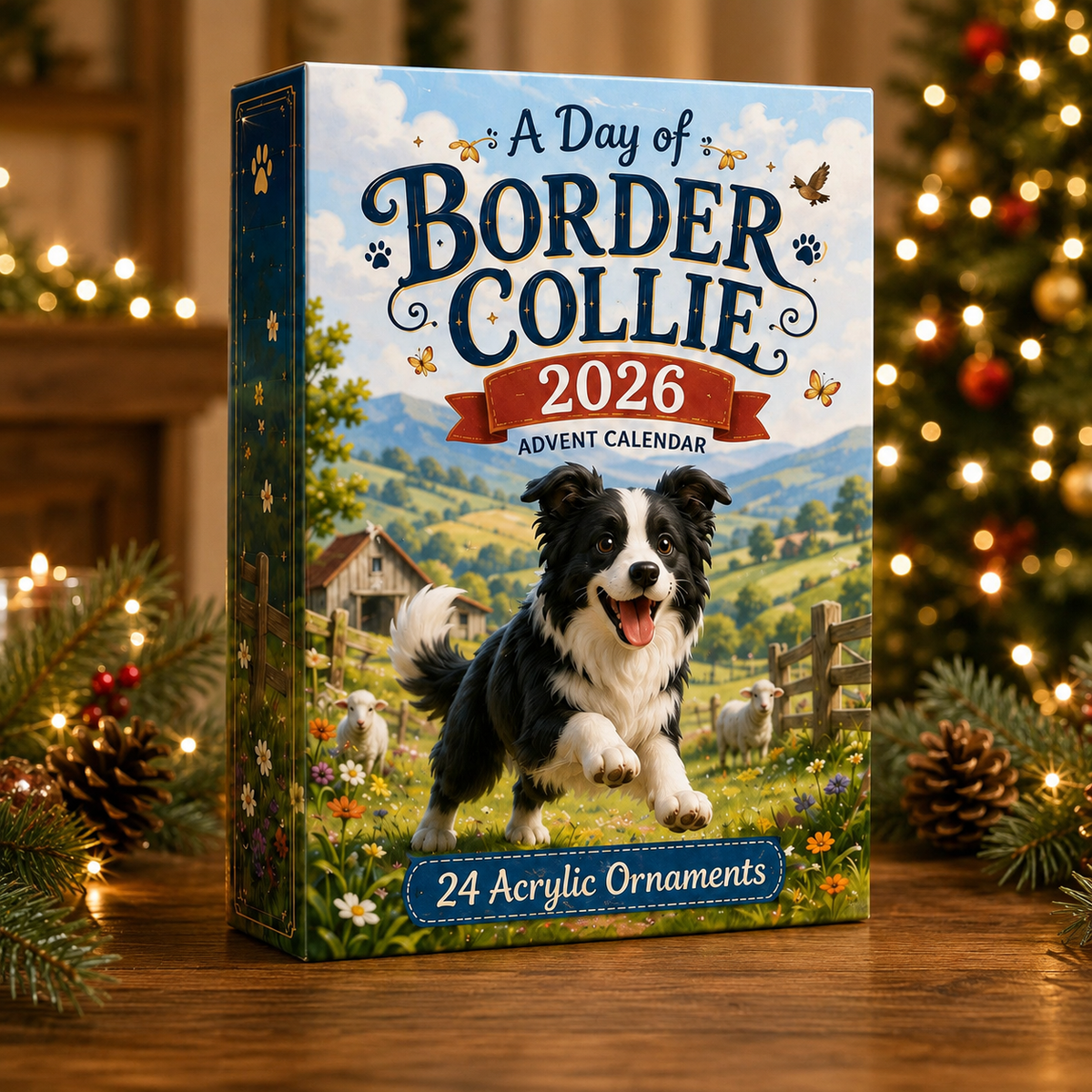 A Day of Border Collie Advent Calendar 2026 - 24-Day Festive Countdown, Acrylic Charms Blind Box - Gift For Border Collie