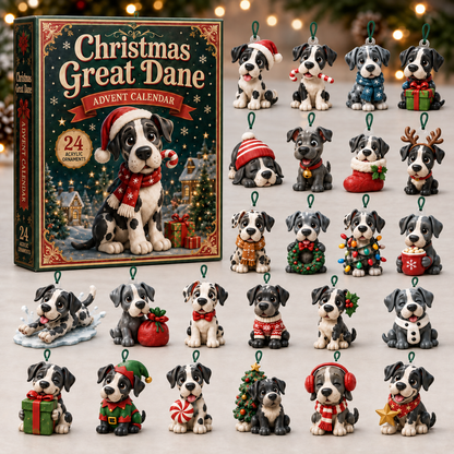 Christmas Great Dane Advent Calendar 2026 - 24-Day Festive Countdown, Acrylic Charms Blind Box - Gift For Great Dane Lovers