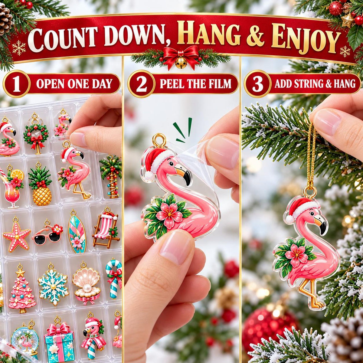 Rosé & Bows Advent Calendar 2026, 24 Day Christmas Countdown, Pink Wine Ornaments, Rosé Lover Gift for Women, Girly Holiday Decor