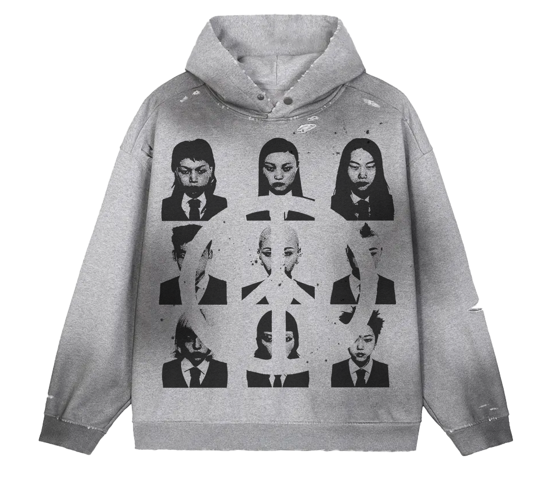 Faces Faded Distress Hoodie