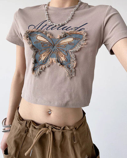 Fairy Grunge Butterfly Patch Top
