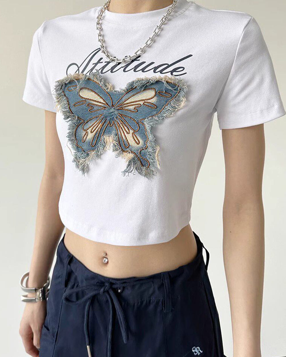 Fairy Grunge Butterfly Patch Top
