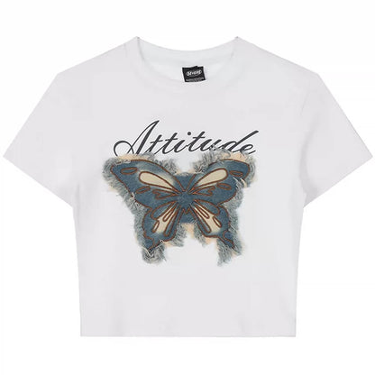 Fairy Grunge Butterfly Patch Top