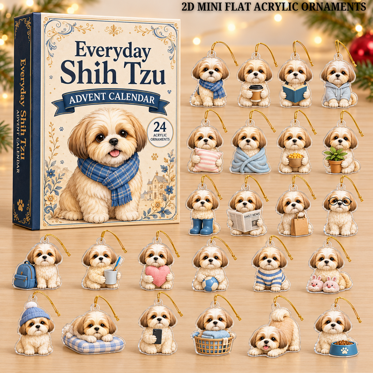 Everyday Shih Tzu Advent Calendar 2026 - 24-Day Festive Countdown, Acrylic Charms Blind Box - Gift For Shih Tzu Lovers