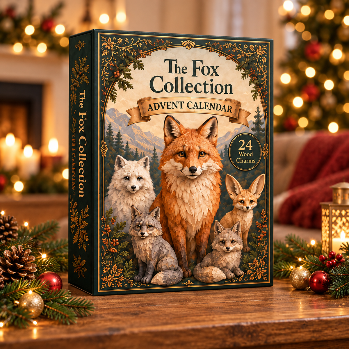 Wild Fox Kingdom Advent Calendar 2026 - 24-Day Festive Countdown, Wooden Charms Blind Box - Gift For Fox Lovers