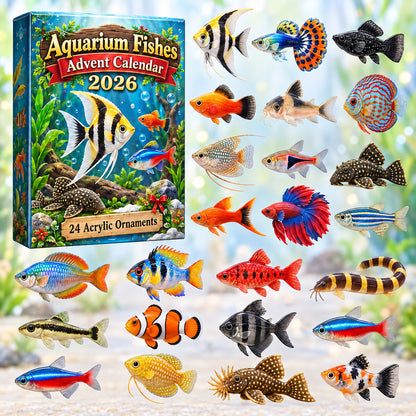 Aquarium Fishes Advent Calendar 2026 - 24-Day Festive Countdown, Acrylic Charms Blind Box - Gift For Aquarium Lovers