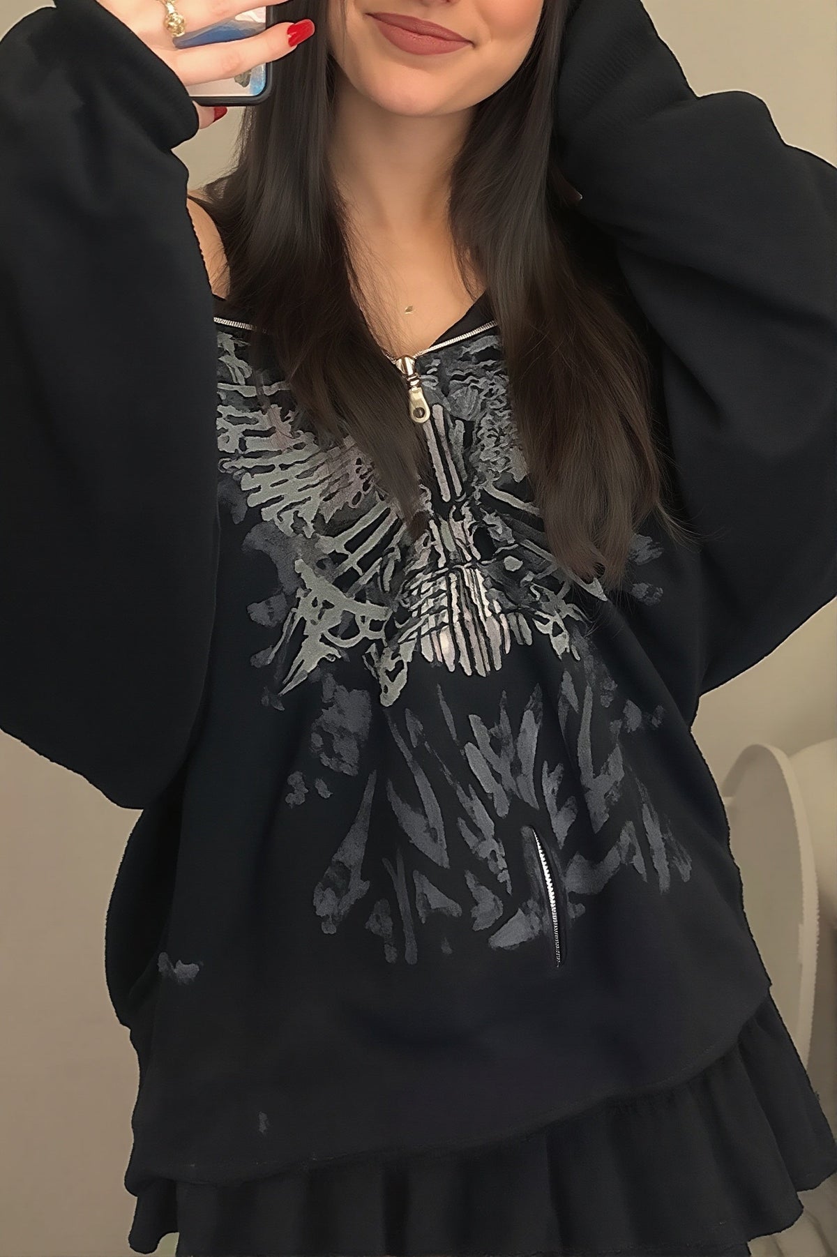 Butterfly Graphic Off Shoulder Sweatshirt