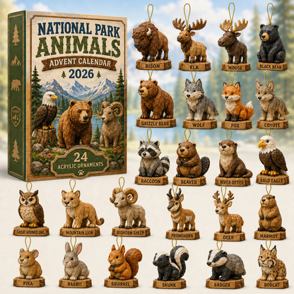 National Park Adorable Animals Advent Calendar 2026 - 24-Day Festive Countdown, Acrylic Charms Blind Box - Gift For Family & Friends
